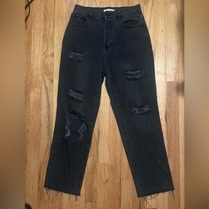 PacSun Distressed High-Waist Straight Leg Jean | Size 26 | 100% Cotton Raw Hem